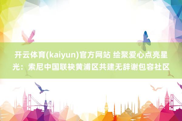 开云体育(kaiyun)官方网站 绘聚爱心点亮星光：索尼中国联袂黄浦区共建无辞谢包容社区