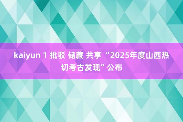 kaiyun 1 批驳 储藏 共享 “2025年度山西热切考古发现”公布