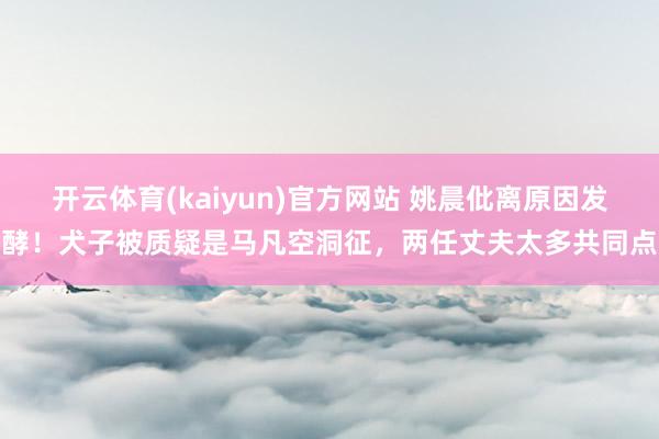 开云体育(kaiyun)官方网站 姚晨仳离原因发酵！犬子被质疑是马凡空洞征，两任丈夫太多共同点