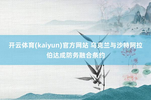 开云体育(kaiyun)官方网站 乌克兰与沙特阿拉伯达成防务融合条约