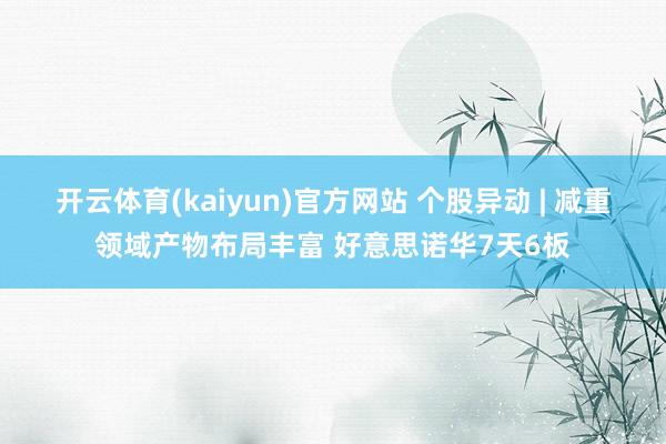 开云体育(kaiyun)官方网站 个股异动 | 减重领域产物布局丰富 好意思诺华7天6板