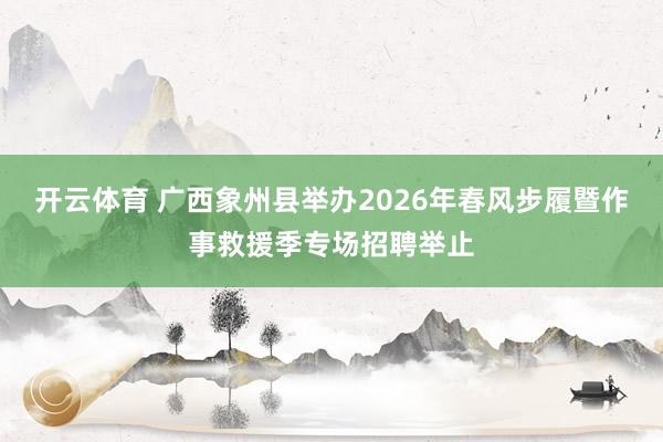 开云体育 广西象州县举办2026年春风步履暨作事救援季专场招聘举止