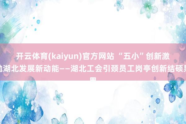开云体育(kaiyun)官方网站 “五小”创新激勉湖北发展新动能——湖北工会引颈员工岗亭创新结硕果