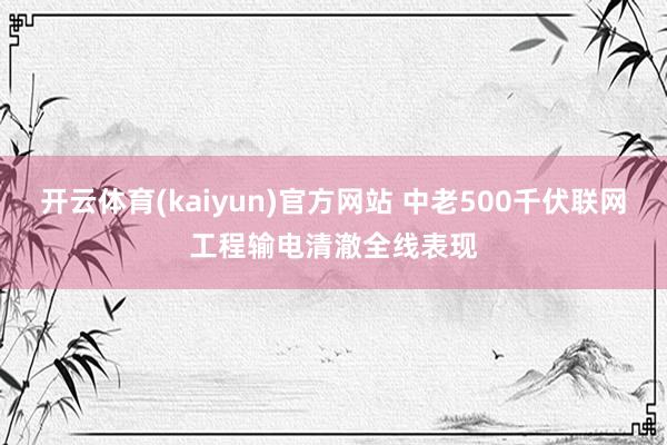开云体育(kaiyun)官方网站 中老500千伏联网工程输电清澈全线表现