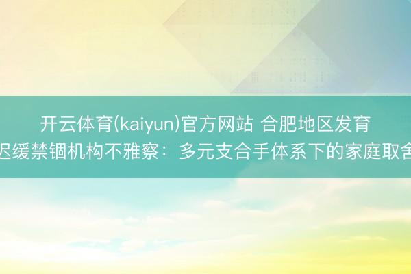 开云体育(kaiyun)官方网站 合肥地区发育迟缓禁锢机构不雅察：多元支合手体系下的家庭取舍