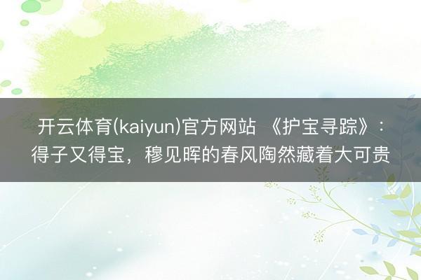 开云体育(kaiyun)官方网站 《护宝寻踪》:得子又得宝,穆见晖的春风陶然藏着大可贵
