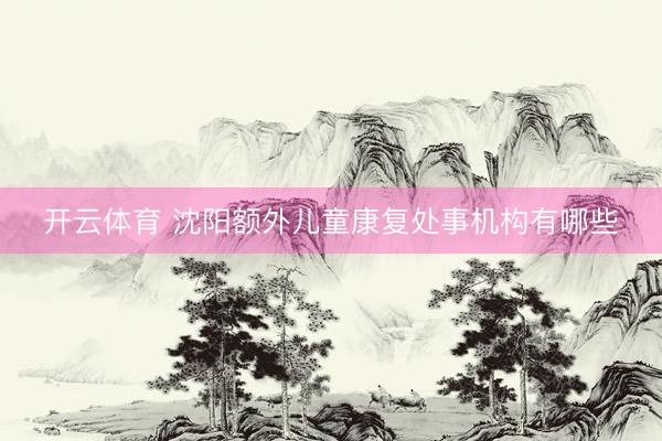 开云体育 沈阳额外儿童康复处事机构有哪些