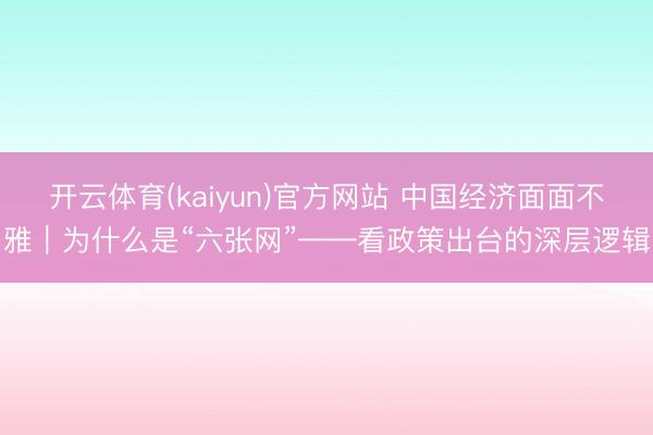 开云体育(kaiyun)官方网站 中国经济面面不雅｜为什么是“六张网”——看政策出台的深层逻辑