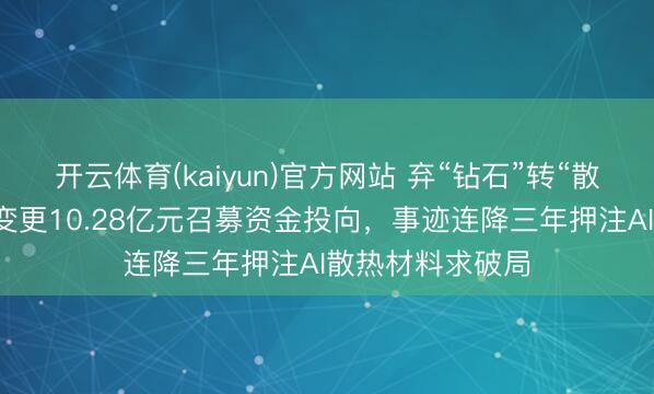 开云体育(kaiyun)官方网站 弃“钻石”转“散热”，力量钻石变更10.28亿元召募资金投向，事迹连降三年押注AI散热材料求破局