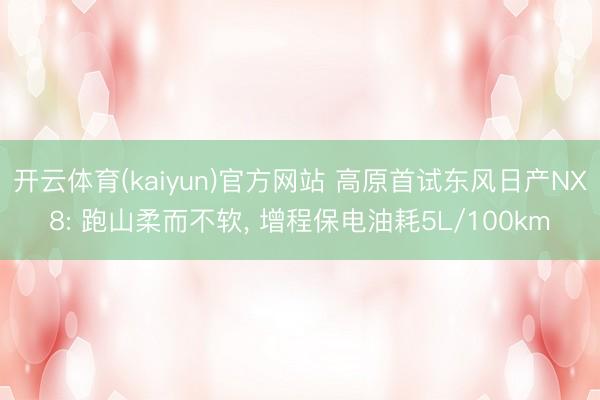开云体育(kaiyun)官方网站 高原首试东风日产NX8: 跑山柔而不软， 增程保电油耗5L/100km